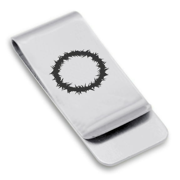 Stainless Steel Religious Crown of Thorns Classic Slim Money Clip Credit Card Holder