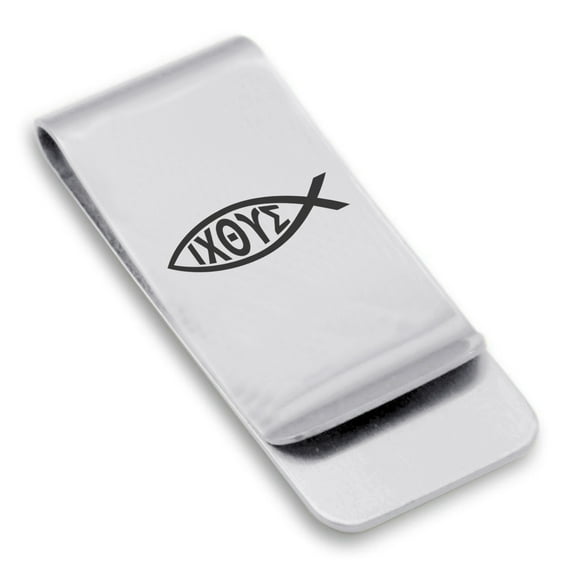 Stainless Steel Religious Ichthus Fish Classic Slim Money Clip Credit Card Holder