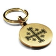 thumbnail image 1 of Stainless Steel Religious Jerusalem Cross Round Medallion Keychain Circle Ring, 1 of 2