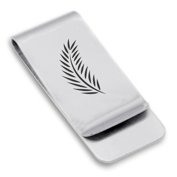 Stainless Steel Religious Palm Branch Classic Slim Money Clip Credit Card Holder