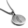 thumbnail image 1 of Stainless Steel Religious Palm Branch Round Medallion Pendant Necklace, 1 of 3
