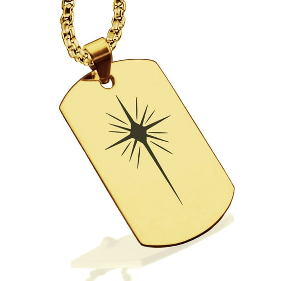 Stainless Steel Religious Star of Bethlehem Dog Tag Pendant Necklace