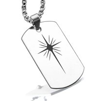 Stainless Steel Religious Star of Bethlehem Dog Tag Pendant Necklace