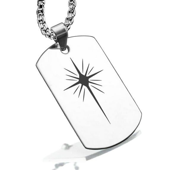 Stainless Steel Religious Star of Bethlehem Dog Tag Pendant Necklace