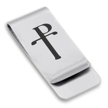Stainless Steel Religious Staurogram Classic Slim Money Clip Credit Card Holder