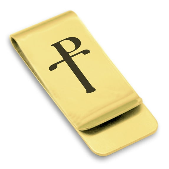 Stainless Steel Religious Staurogram Classic Slim Money Clip Credit Card Holder