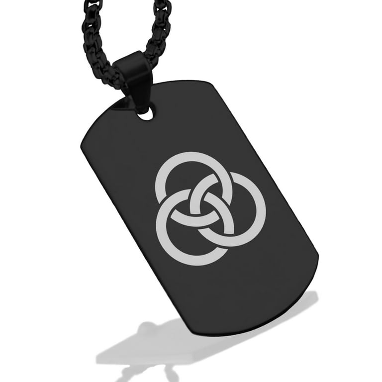 Stainless Steel Religious Trinity Borromean Rings Dog Tag Pendant