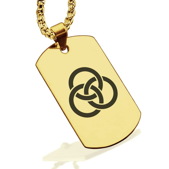 Stainless Steel Religious Trinity Borromean Rings Dog Tag Pendant Necklace