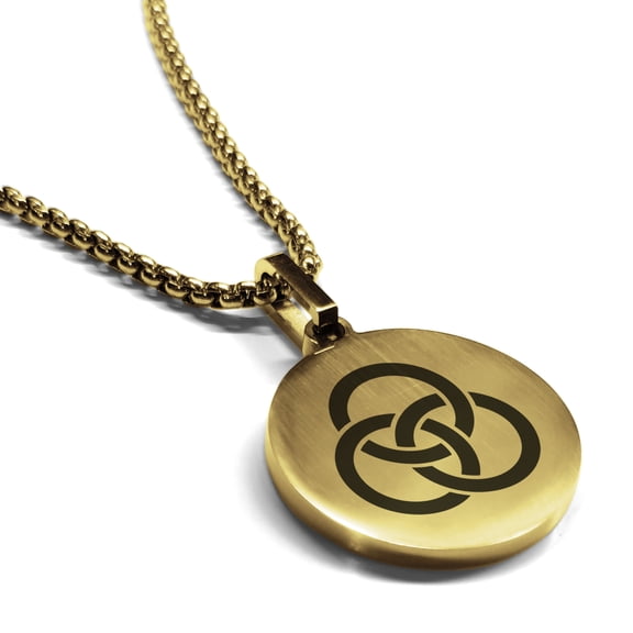 Stainless Steel Religious Trinity Borromean Rings Round Medallion Pendant Necklace