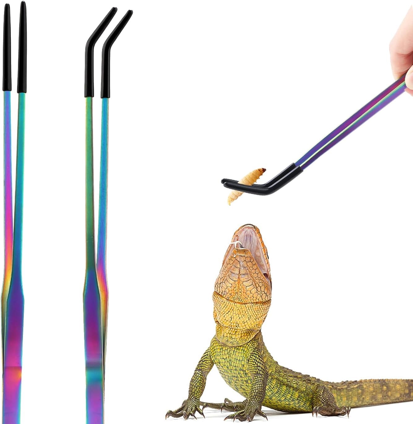 24 Inch Reptile Feeding Tongs - Heavy Duty Stainless Steel Aquarium Tweezers