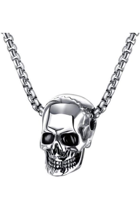 Stainless Steel Retro Gothic Skull Style Cocktail Party Biker Pendant Necklace