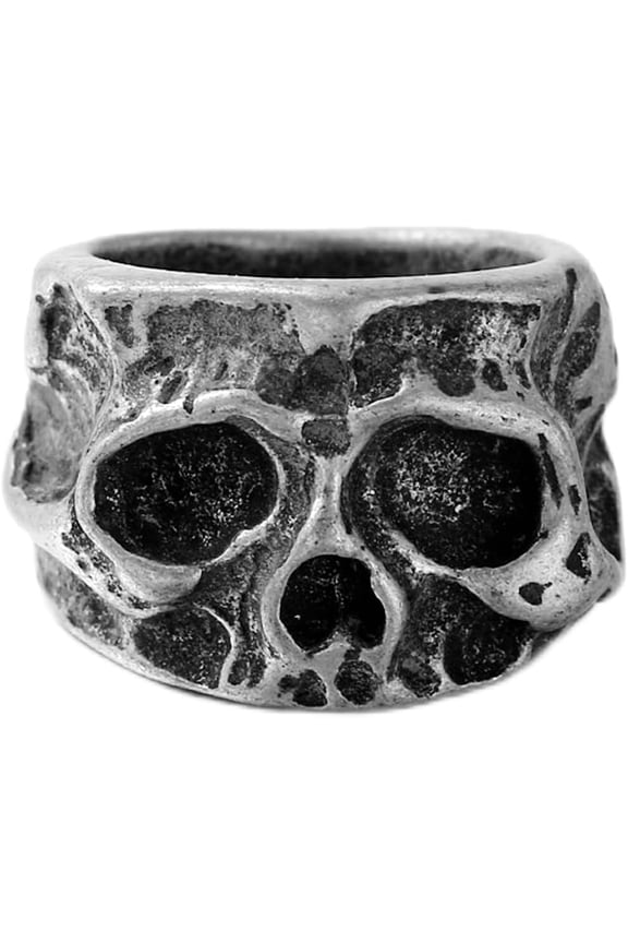 Stainless Steel Retro Vintage Antique Gothic Skull Death Biker Skeleton Cocktail Party Ring