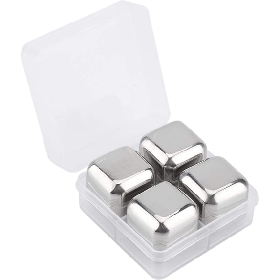Stainless Steel Reusable Ice Cube Whiskey Stones Set, 0.9 Inch Chilling Cubes Stones Whiskey Rocks Chill Rocks for Wine Beer,(4 pcs)