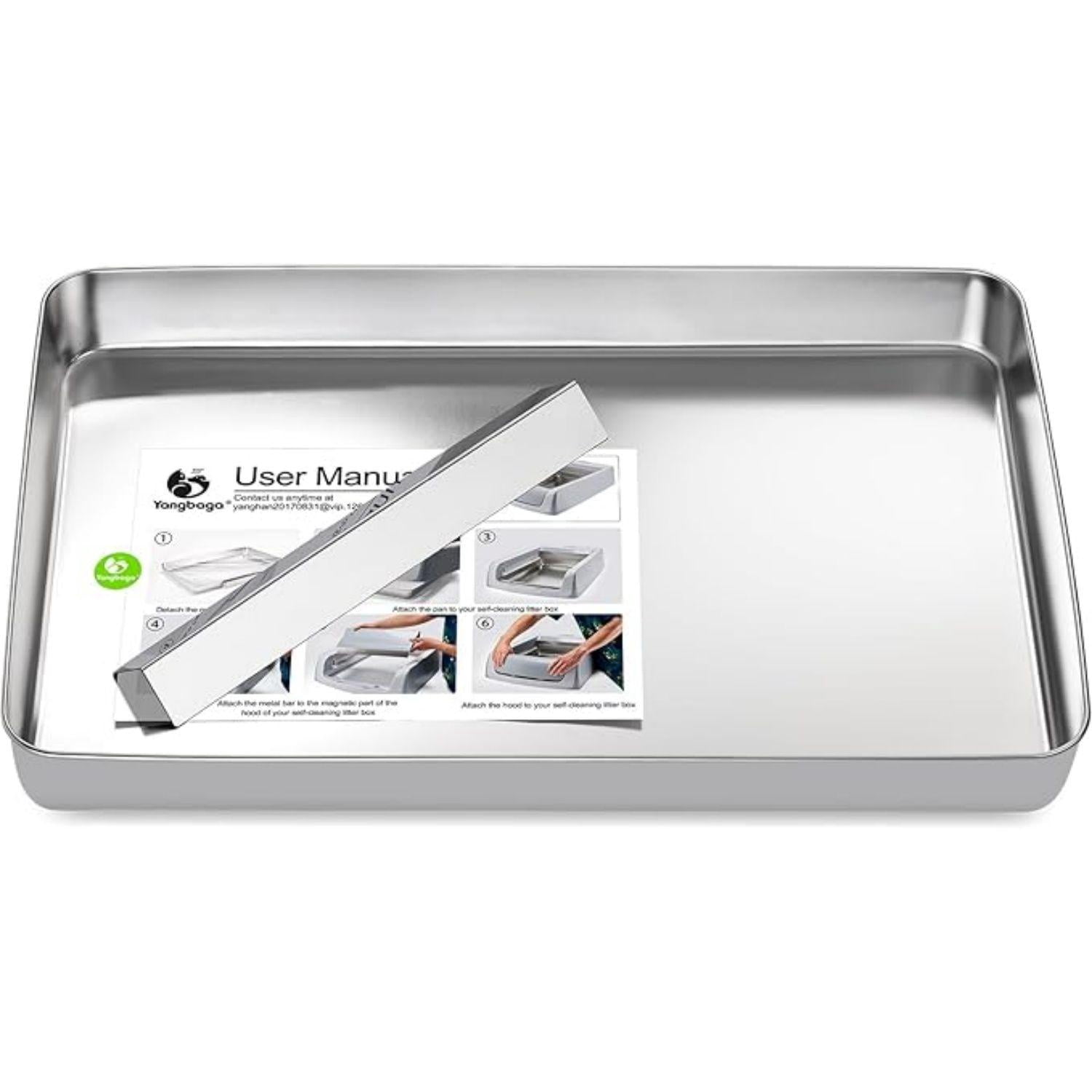 Stainless Steel Reusable Litter Tray, Compatible with Petsafe Scoop-Free Self-Cleaning Litter Box, Efficient Poop Collecting Design, Odor Control & Rust-Proof, Money-Saving Litter Box