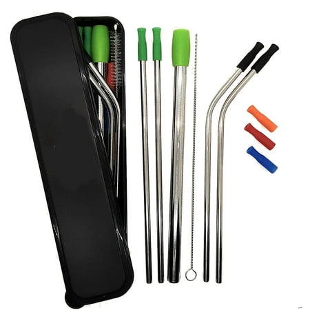 Stainless Steel Reusable Straw set with Silicon Tips and Travel Case