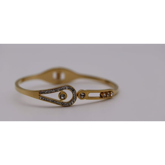 Stainless Steel Rhinestone Bangle - Multiple Color Options