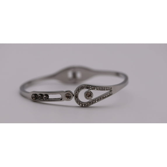 Stainless Steel Rhinestone Bangle - Multiple Color Options