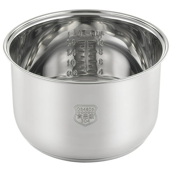Stainless Steel Rice Cooker Inner Pot, 1.6 gal / 6 l, 304 Stainless Steel Replacement, Compatible with Electric Pots and Rice Cookers, Easy to Clean, Long-Lasting, with Measurement Markings