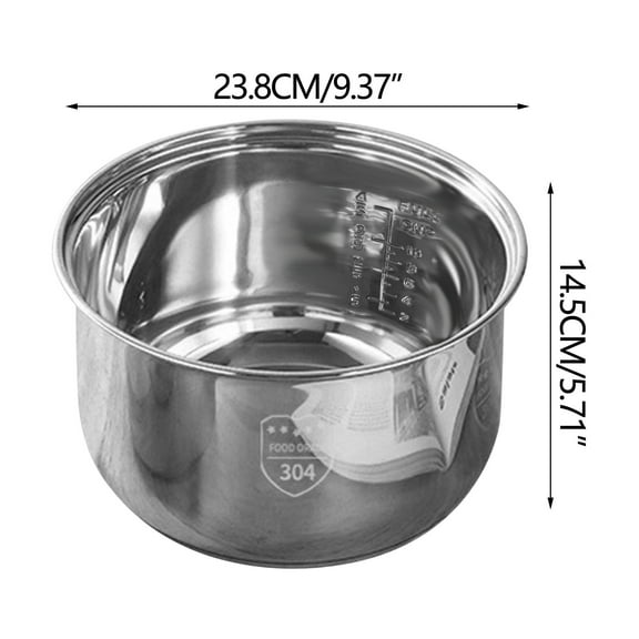 Stainless Steel Rice Cooker Inner Pot Replacement | Multi-Function Cooking Pot for Stews, Soups & Grains | Dishwasher Safe & Durable 304 Stainless Steel