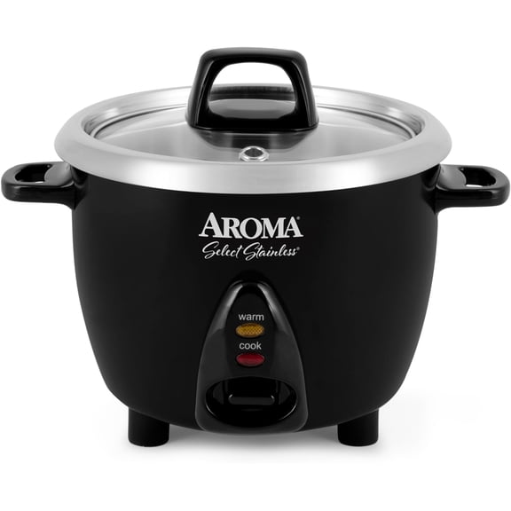 Stainless Steel Rice Cooker and Warmer with Uncoated Inner Pot 3 Cup Uncooked 6 Cup Cooked 1.2 Qt Black Bestseling
