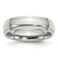 thumbnail image 1 of Stainless Steel Ridged Edge 6mm Polished Band Ring - Size 9, 1 of 2