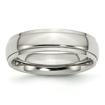 Stainless Steel Ridged Edge 6mm Polished Band