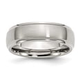thumbnail image 1 of Stainless Steel Ridged Edge 7mm Brushed and Polished Band Size: 8; for Adults and Teens; for Women and Men, 1 of 5