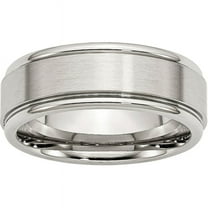 Stainless Steel Ridged Edge 8mm Brushed and Polished Band