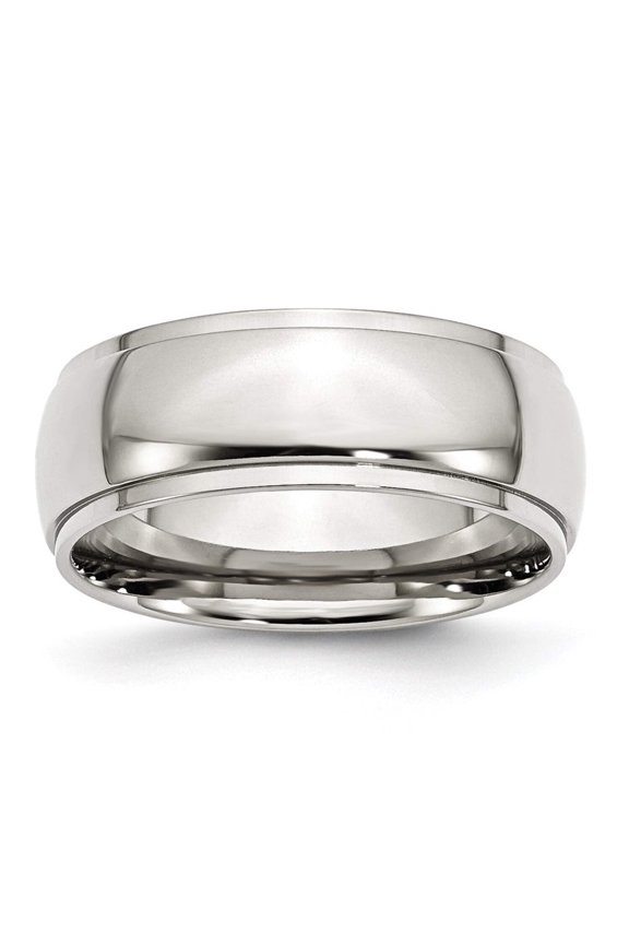 Stainless Steel Ridged Edge 8mm Polished Band