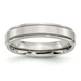 thumbnail image 1 of Stainless Steel Ridged-edge 5mm Polished Band Ring - Size 10, 1 of 2