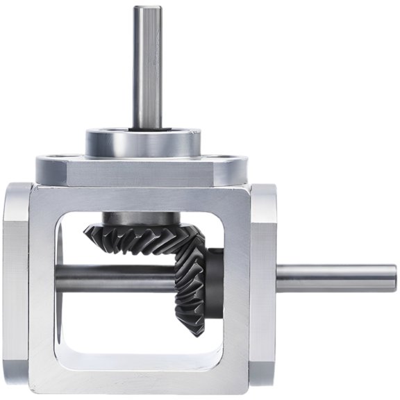 Stainless Steel Right Angle 90 Degree Gearbox, Precision Bevel Gear, 1:1 Ratio Double Output Shaft Power Transfer, 8mm Shaft Diameter, Compact Design for Efficient Mechanical Systems