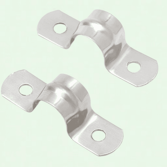 Stainless Steel Rigid Pipe Hole Strap, Pack of 100, 1/2 inch, 2-Hole U Bracket Cable Clamp Hanger