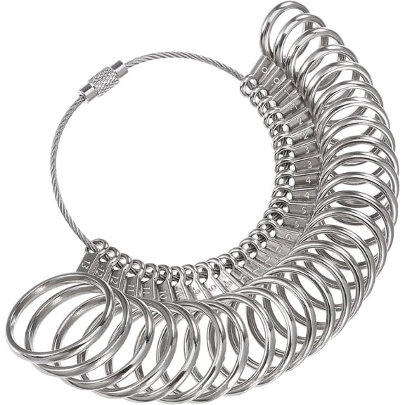Stainless Steel Ring Gauges Finger Sizer Measuring Ring Tool, Size 1-13 with Half Size, 27 Pcs