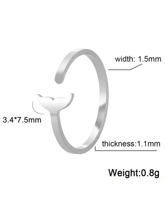 Stainless Steel Ring Whale Fish Mermaid Tail Women's Rings Jewelry Gifts