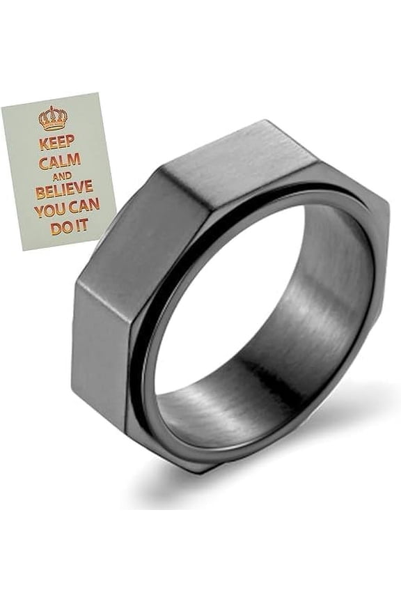 Stainless Steel Ring for Men, 8MM Masculine Geometric Ring, Cool Spinner Band Ring Fidget Ring Spinner Ring Anxiety Ring