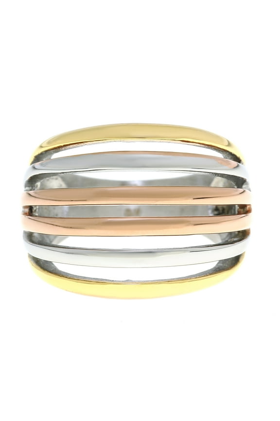 Stainless Steel Ring with Gold and Rose Ion Plating