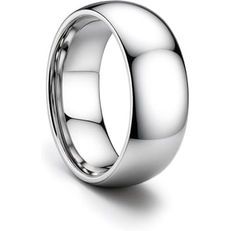 Matching Black Titanium Wedding Rings Set - Plain Dome 6mm & 4mm For Him & Her