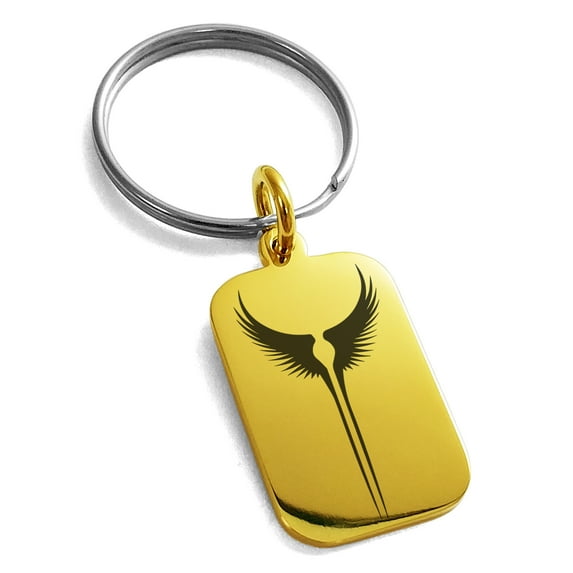 Tioneer Stainless Steel Rise of the Valkyrie Engraved Small Rectangle Dog Tag Charm Keychain Keyring