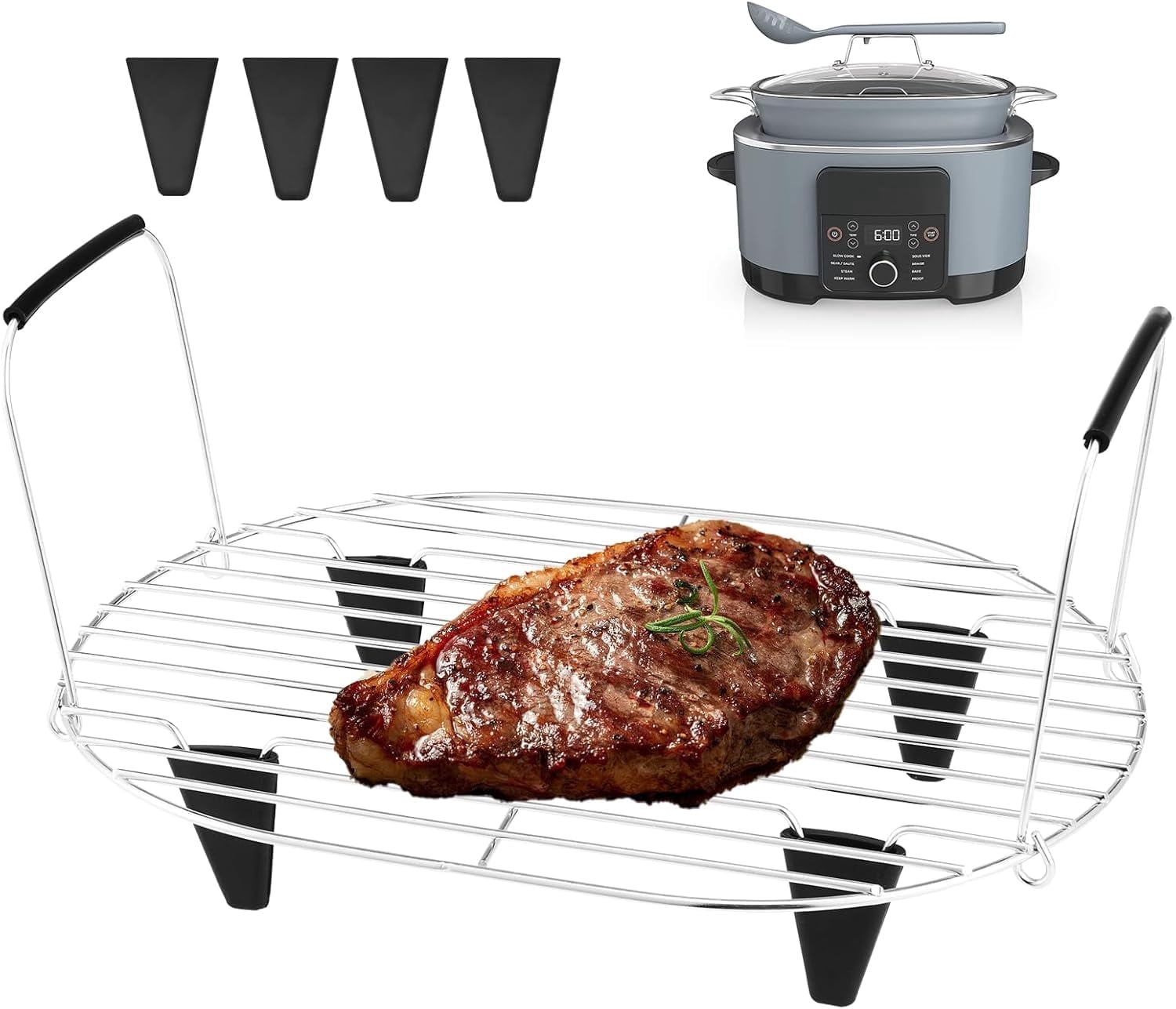 Cfweater Stainless Steel Roast & Steamer Rack for Ninja Foodi Possible ...