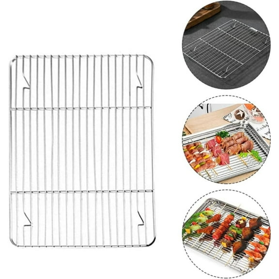Stainless Steel Roasting & Cooling Rack, Sheet Oven-Safe Baking Tray with Multiple Welds, Thick Wire Grid, Oven & Grill Safe,25x19x1.5cm