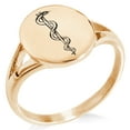 thumbnail image 1 of Stainless Steel Rod of Asclepius Minimalist Oval Top Polished Statement Signet Ring, 1 of 1