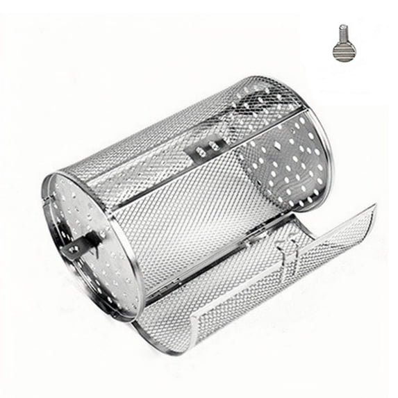 Stainless Steel Rolling BBQ Cage, 18x12cm Cylindrical Grill Basket with Screws