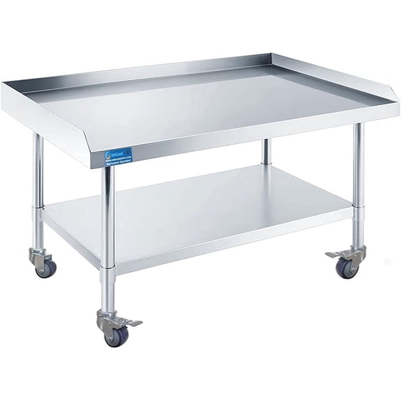 Express Kitchquip NSF Certified Stainless Steel Rolling Equipment Stand with Wheels | Mobile Heavy Duty Work Cart for Commercial Kitchens