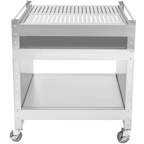 Stainless Steel Rolling Grill Cart, 3-Shelf Mobile Barbecue Trolley, Adjustable Layer Board, Outdoor Garden Patio BBQ Prep Table Cart, 23(L)×16(W) Inch, Picnic Cart with Handle$$Garden & Patio