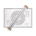 thumbnail image 1 of Stainless Steel Rolling Pin and Silicone Mat Set, Adjustable Thickness Rings - For Baking Dough, Pizza, Pies, Pastries, Pasta, Cookies, 1 of 8