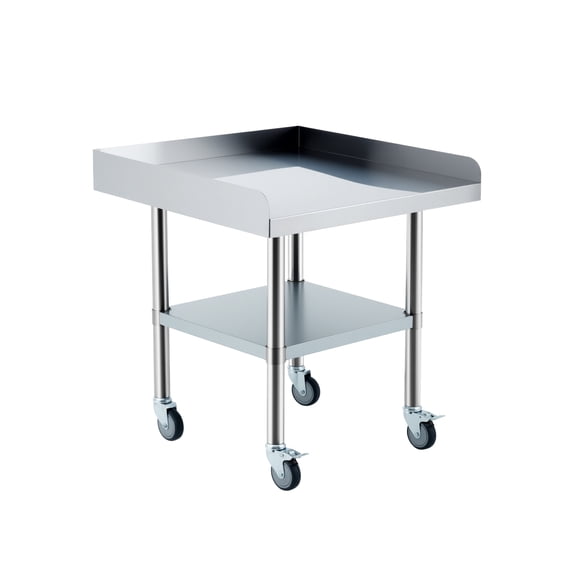 Stainless Steel Rolling Work Table, Commercial Prep Table with 3-Sided Fixed Backsplash & Adjustable Undershelf for Restaurant Garage - 30x30 Inch