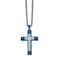 thumbnail image 1 of Stainless Steel Rolo Necklace with Pendants Chain Chisel Polished Blue IP-plated Cross Pendant on a 22 inch Box 29.75 mm, 1 of 2
