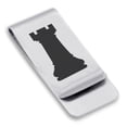 thumbnail image 1 of Stainless Steel Rook Chess Piece Classic Slim Money Clip Credit Card Holder, 1 of 2