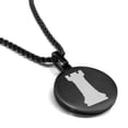 thumbnail image 1 of Stainless Steel Rook Chess Piece Round Medallion Pendant Necklace, 1 of 3
