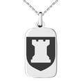 thumbnail image 1 of Tioneer Stainless Steel Rook Strategy Coat of Arms Shield Engraved Small Rectangle Dog Tag Charm Pendant Necklace, 1 of 1